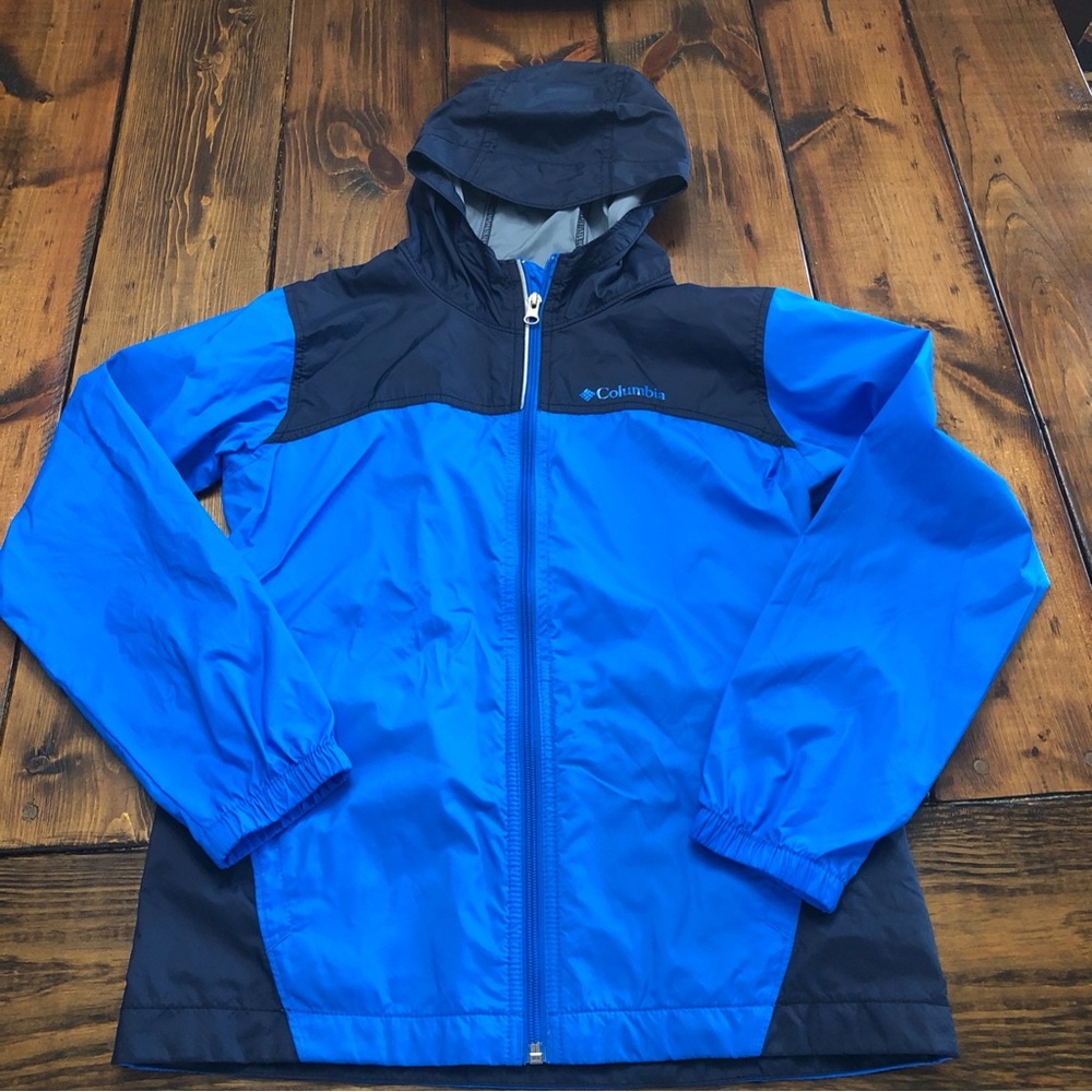 Columbia Blue and Black Raincoat Lightweight Performance